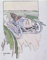 Camille Jenatzy in zijn Mercedes tijdens de Gordon-Bennett race in 1903